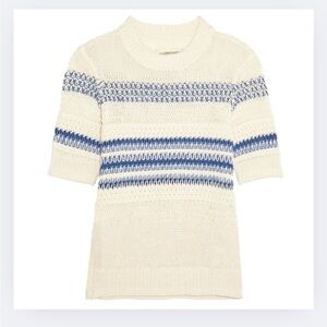 Current/Elliott Mix-Stitch Linen-Stripe Sweater – Size S